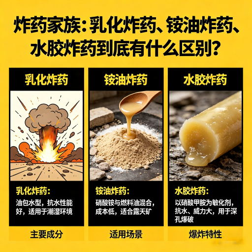 荥经炸药家族：乳化炸药、铵油炸药、水胶炸药到底有什么区别？